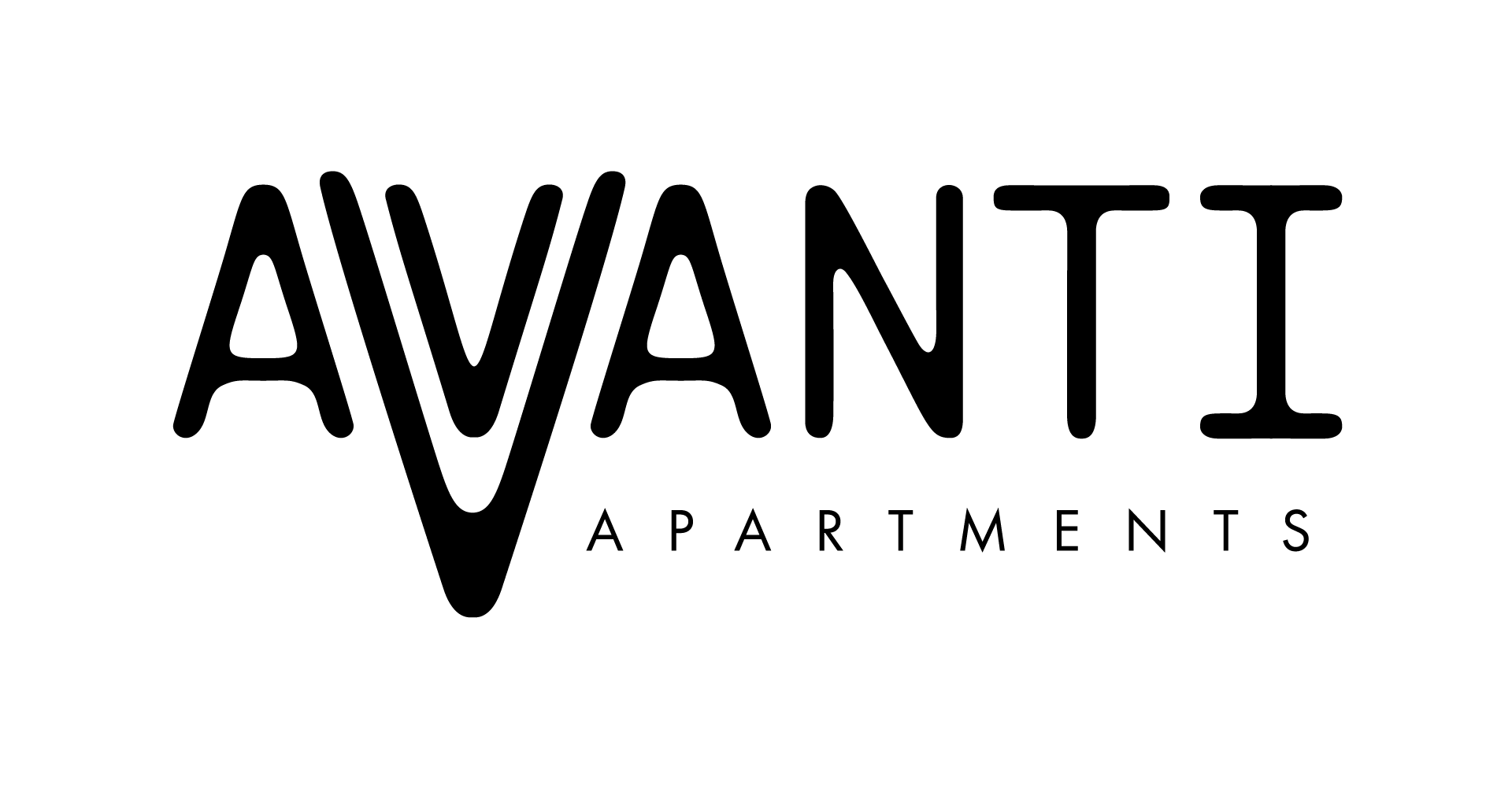 A black and white logo for Avanti Apartments.
